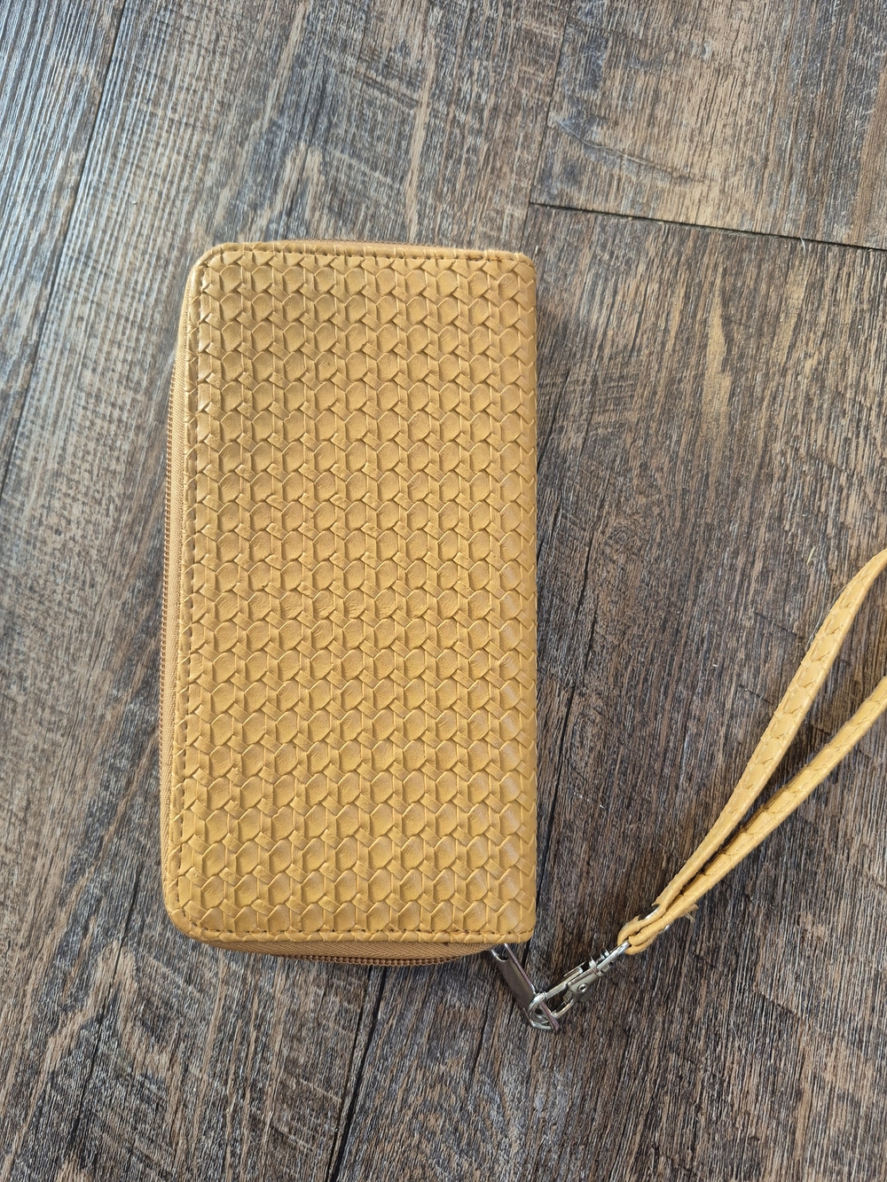 Woven Zip-Around Wristlet Wallet - Muted Mustard Yellow